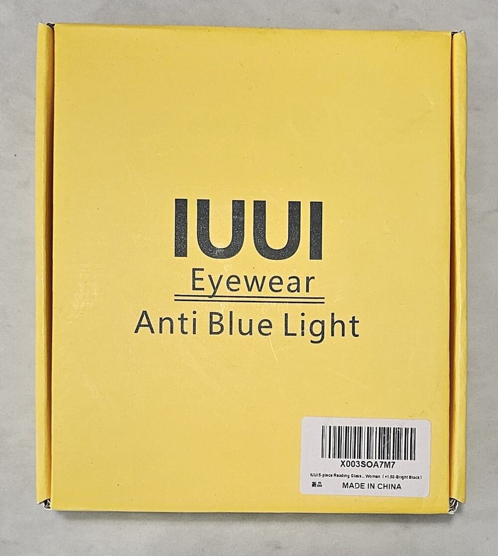 IUUI 5 Pack Anti Blue Light Reading Glasses +1.50 Women's Black NEW